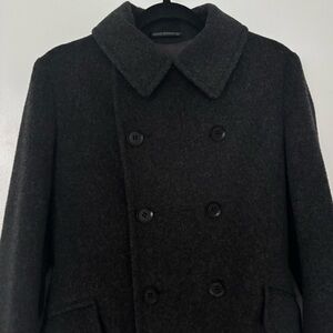 Yohji Yamamoto noir dark gray wool peacoat